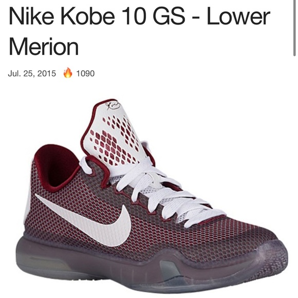 nike kobe x 10 lower merion team red/white size 6.5 - Picture 1 of 7